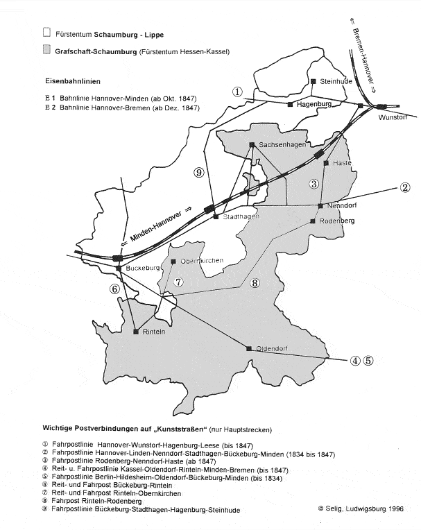 Verkehrssituation und Postlinien im Raume Rodenberg (1829 - 1847)
