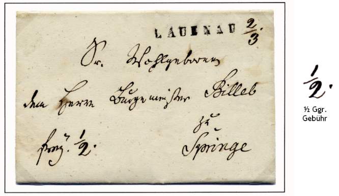 Franco-Brief vom 2. März  1844 aus Apelern