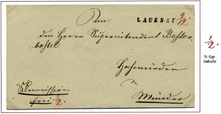 Franco-Brief der Kirchlichen=Commission aus Lauenau an den Herrn Superintendenten Bestenbostel in Münder.