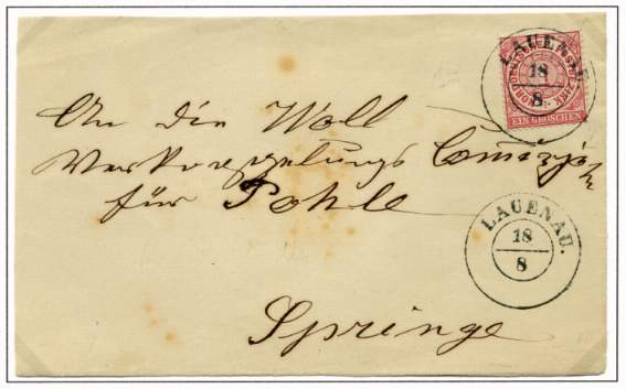 Standard Brief nach Springe vom 18. August 1869.