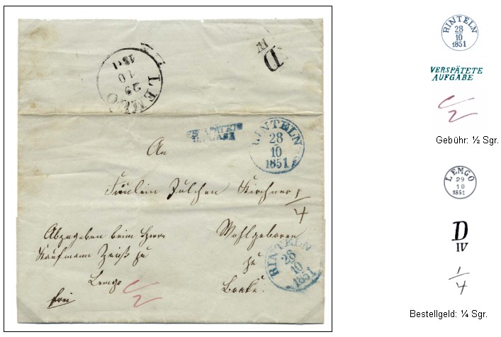 Paketbegleitbrief von Herne nach Exten bei Rinteln, datiert am 8. Oktober 1784