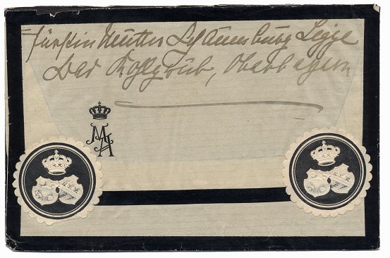 Rückseite eines Trauerbriefes der Fürstin Marie Anna