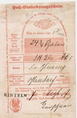 Posteinlieferungsschein mit nachverwedetem L1 zur Reichspostzeit (- 1881 -)