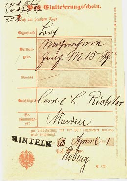 Posteinlieferungsschein aus Preußischer Besatzungszeit (1867) mit L1 Nachverwendung als Ortsangabe