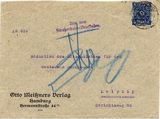 Posted to Leipzig on 7. November 1922