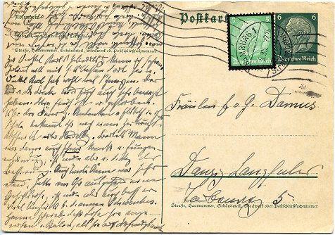 Postcard posted to Gdansk (national mail) on 23. May 1935
