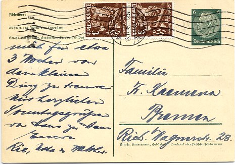 Postcard posted to Bremen on 16. November 1935
