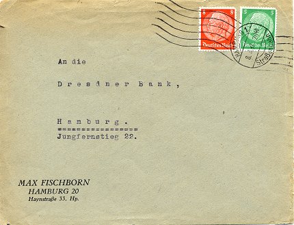 City-Letter (“Ortsbrief”) posted on 8. August 1937