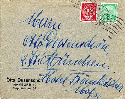 Inter-City-Letter (“Fernbrief”) posted to Munich on 5. March 1935