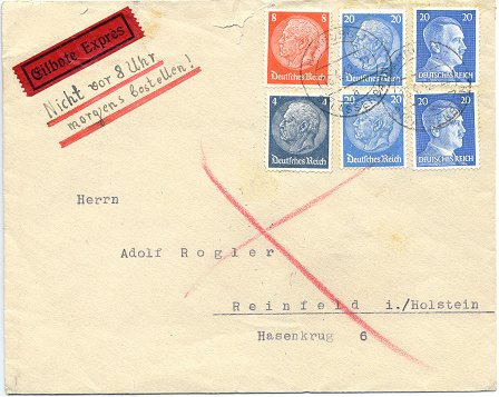 Express letter posted to Reinfeld on 18. April 1942