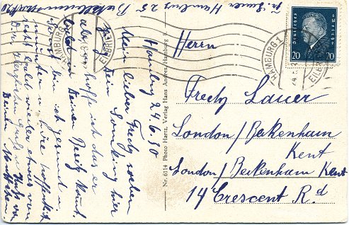 Foreign-Postcard (“Auslandspostkarte”) posted to London on 24. June 1930