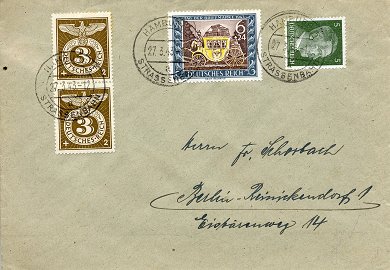 Inter-City-Letter (“Fernbrief”) posted to Berlin on 27. March 1943